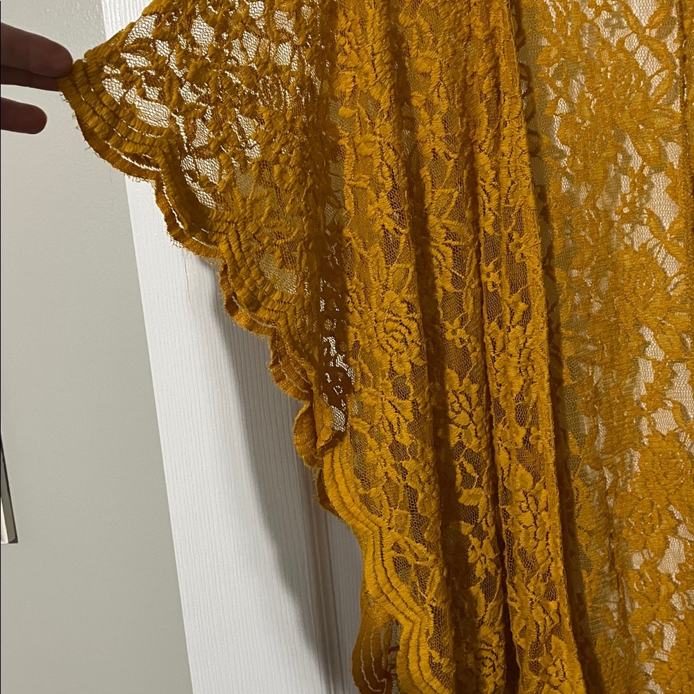 Mustard Lace Cardigan - Picture 3 of 4